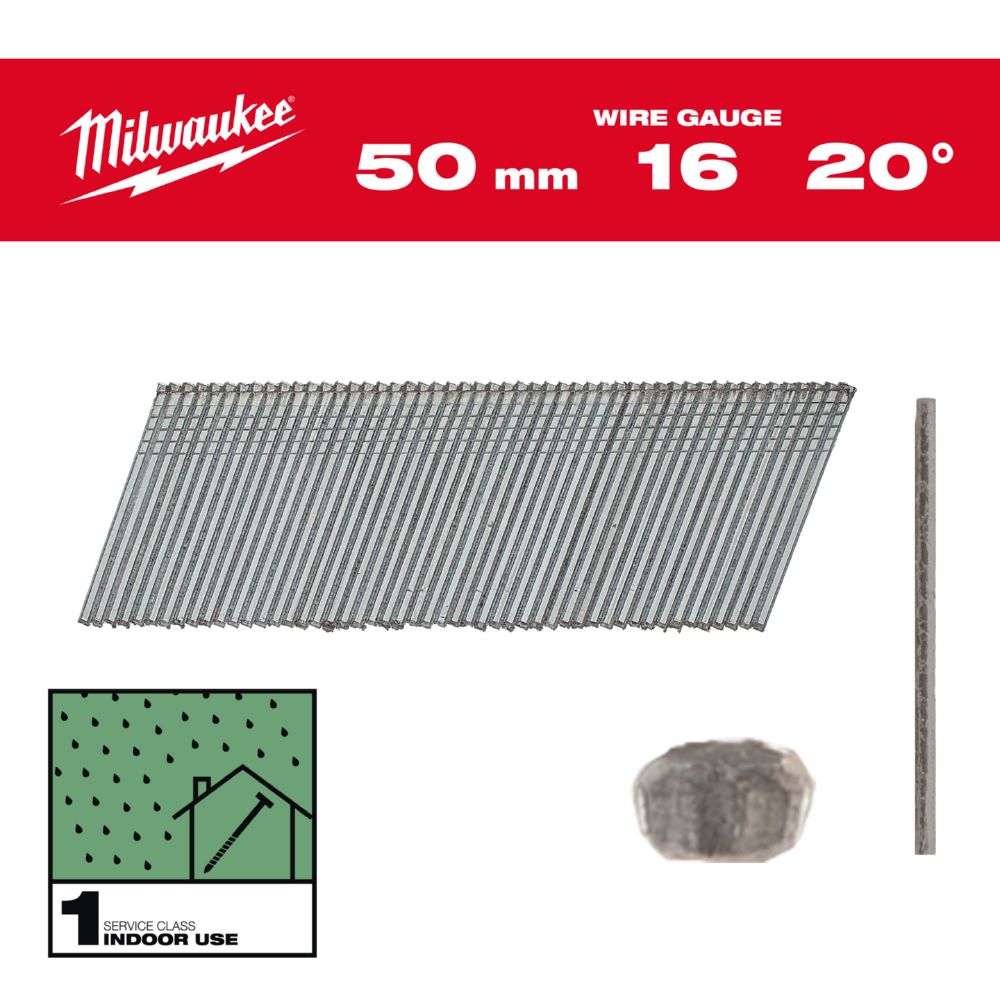 Produktbild Milwaukee Elektrowerkzeuge Stauchkopf Nägel 16 Gauge für M18CN16GA x M18FN16GA 1,36 x 1,61 x 50 mm v