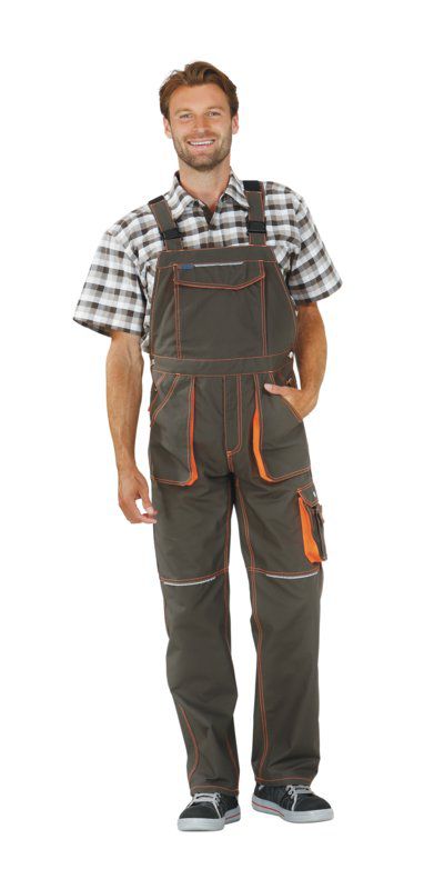 Produktbild Planam Basalt Neon Arbeitshose Latzhose oliv orange 62 bild 2
