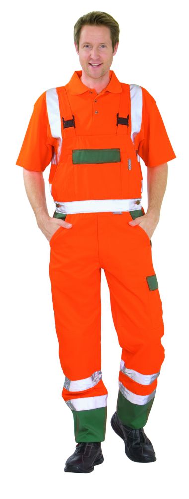 Produktbild Planam Warnschutz Latzhose orange grün Größe 48 bild 2