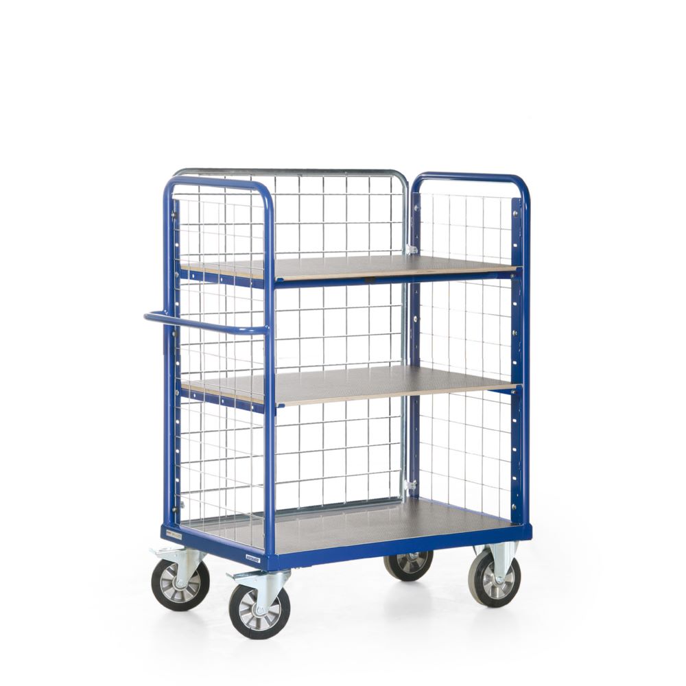 Produktbild Rotauro Schwerlast Etagenwagen 3 Ladeflächen mit Gitter 1600 x 800 mm RAL 5010