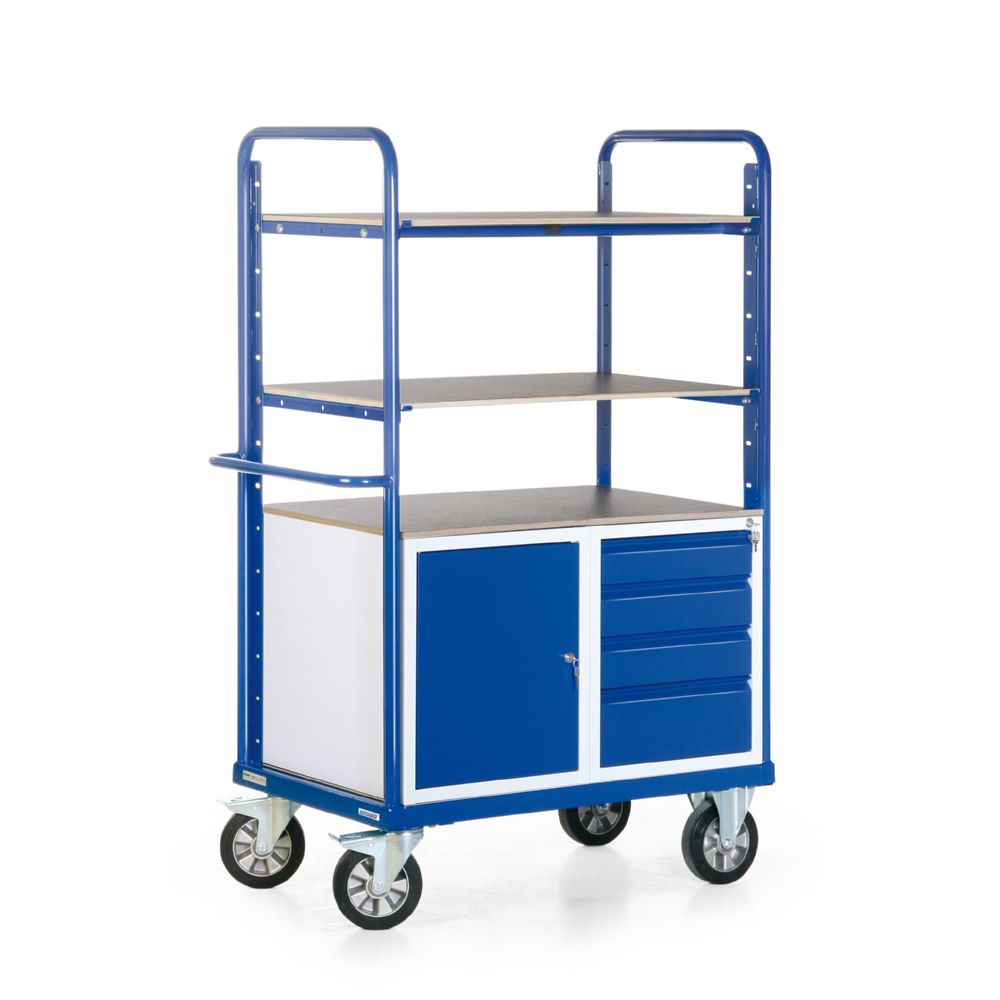 Produktbild Rotauro Schwerlast Etagenwagen Traglast 1200 kg 4 x Ladefläche 1000 x 700 mm bild 2