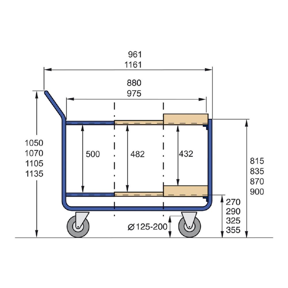 Produktbild Rotauro Stahlrohr Tischwagen mit 3 Ladeflächen 500 x 961 x 1000 mm bild 3