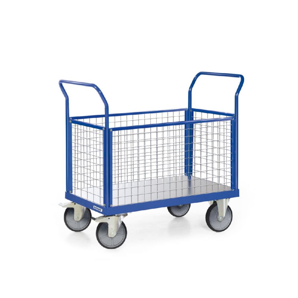 Produktbild Tauroflex Plattformwagen F6 mit 4 Gitterwänden bis 600 kg 800 x 1200 x 1450 mm
