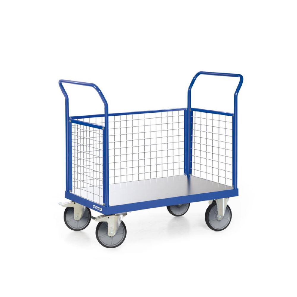 Produktbild Tauroflex Plattformwagen F6 mit 3 Gitterwänden 500 kg Last 500 x 1010 x 1060 mm bild 1