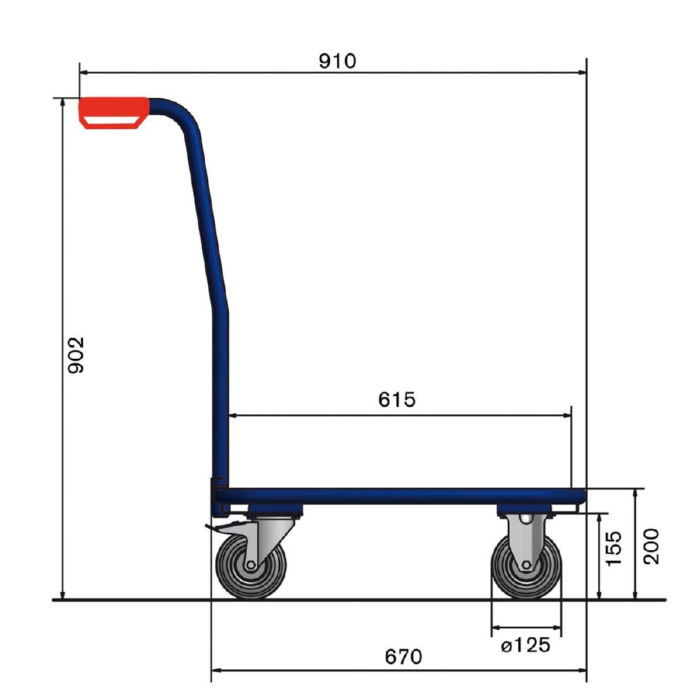 Produktbild Tauroflex Viereck Griffroller mit bündiger Ladefläche aus Multiplexholz 455 x 910 x 902 mm bild 2