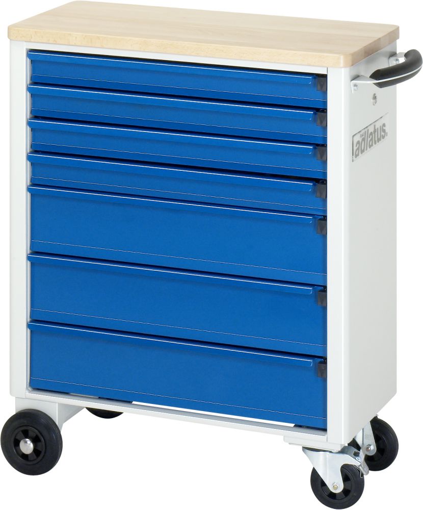 Produktbild RAU Werkzeugwagen adlatus B700 mm x T350 mm, Gestell RAL7035, Ausstatung RAL5010 bild 2