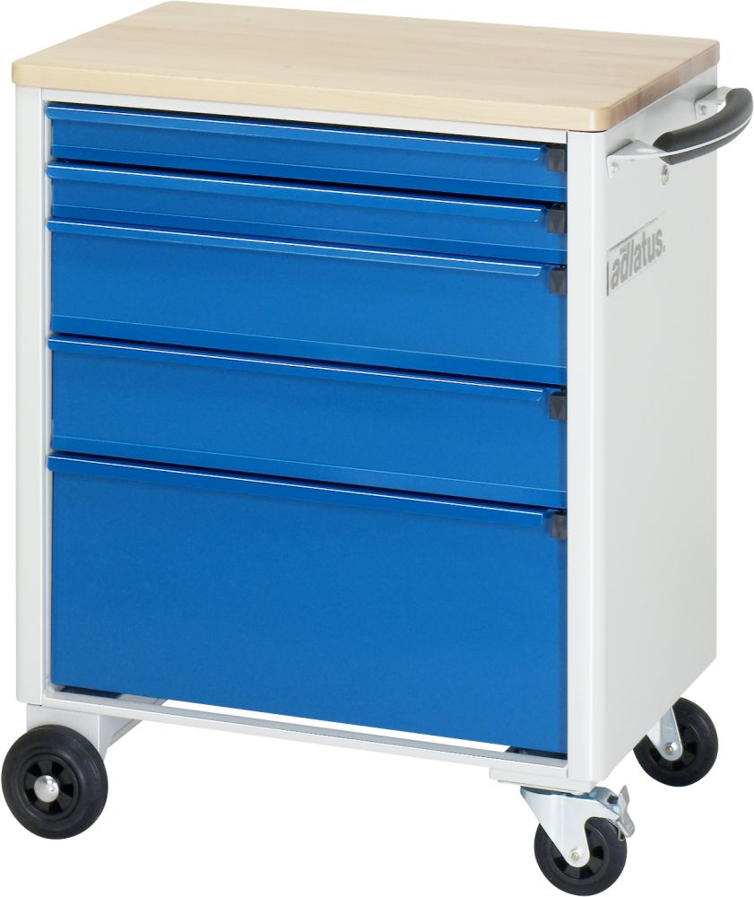 Produktbild RAU Werkzeugwagen adlatus B700 x T500 mm, Gestell RAL7035, Ausstatung RAL5010 bild 2