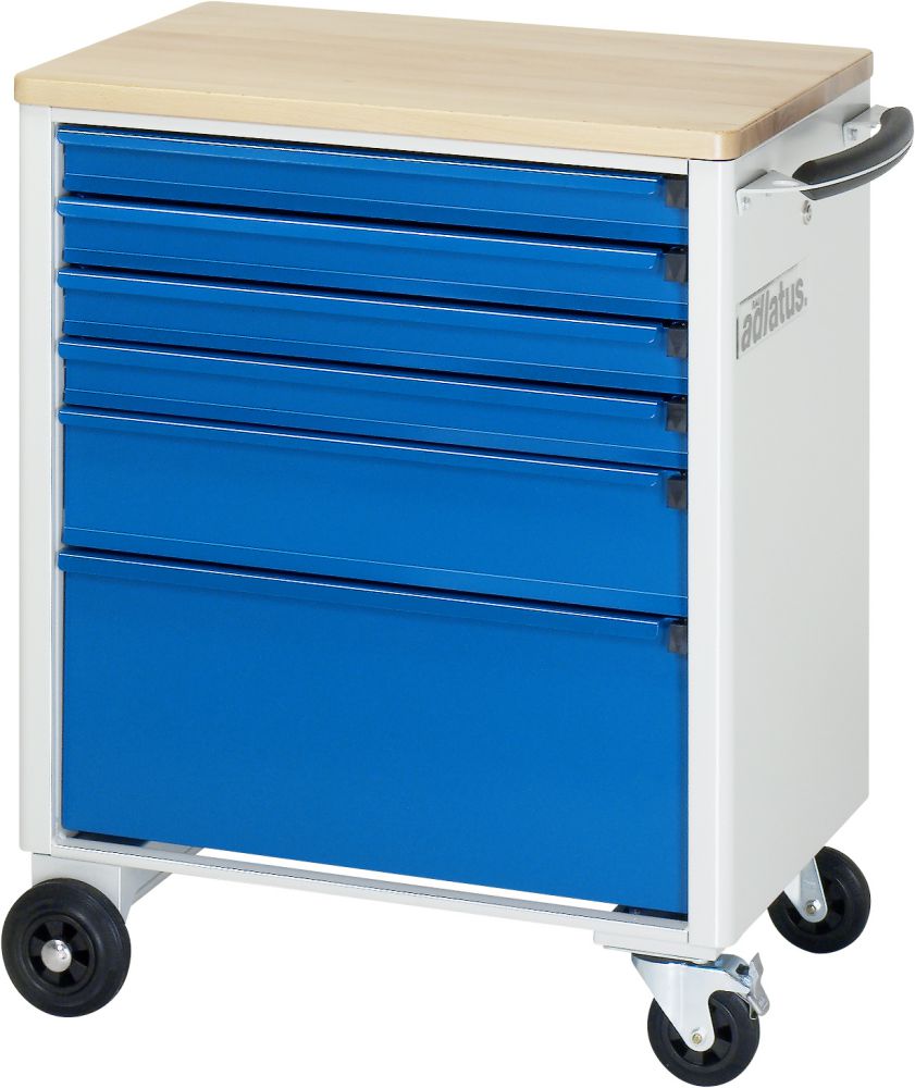 Produktbild RAU Werkzeugwagen adlatus B700 x T500 mm, Gestell RAL7035, Ausstatung RAL5010 bild 2