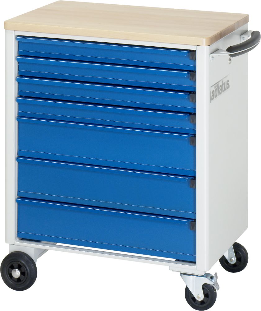 Produktbild RAU Werkzeugwagen adlatus B700 x T500 mm, Gestell RAL7035, Ausstatung RAL5010 bild 2