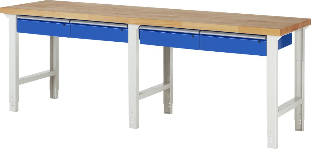 Produktbild Rau Werkbank Serie 7000 Modell 7002-1 ﻿4 Unterbau-Schubladen Breite 2500 mm