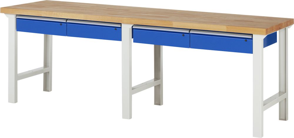 Produktbild Rau Werkbank Serie 7000 Modell 7002-1 Breite 2500 mm 4 Unterbau-Schubladen