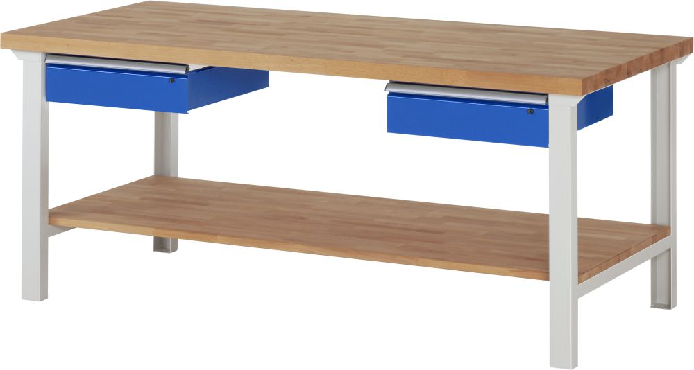 Produktbild Rau Werkbank Modell 7002 B 2000 mm x T 900 mm x H 840 mm Buche Massiv Platte