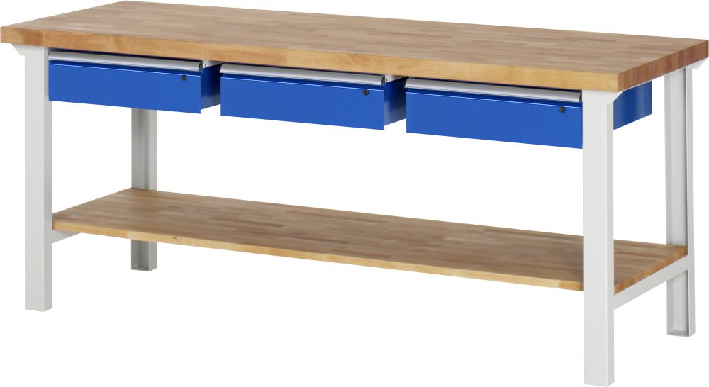 Produktbild Rau Werkbank Serie 7000 Modell 7003-7 Breite 2000 mm 3 Unterbau-Schubladen