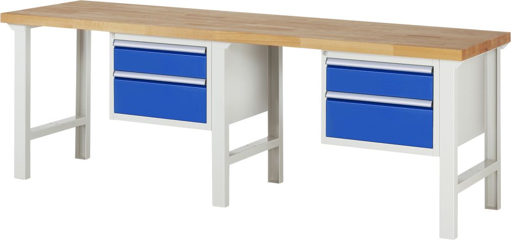 Produktbild Rau Werkbank Serie 7000 Modell 7123 B 2500 mm 2 Unterbau-Container H 840 mm