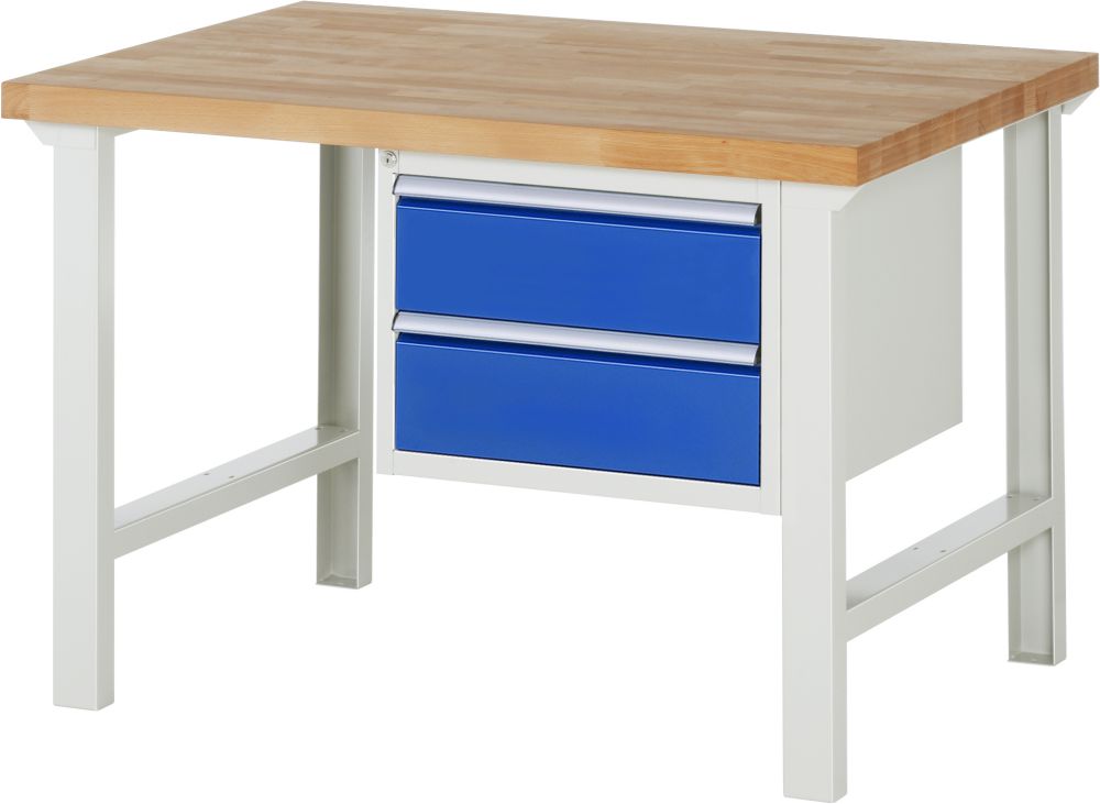 Produktbild RAU Werkbank Modell 7125 B1250 x T900 x H840 mm, Gestell RAL7035, Ausstatung RAL5010