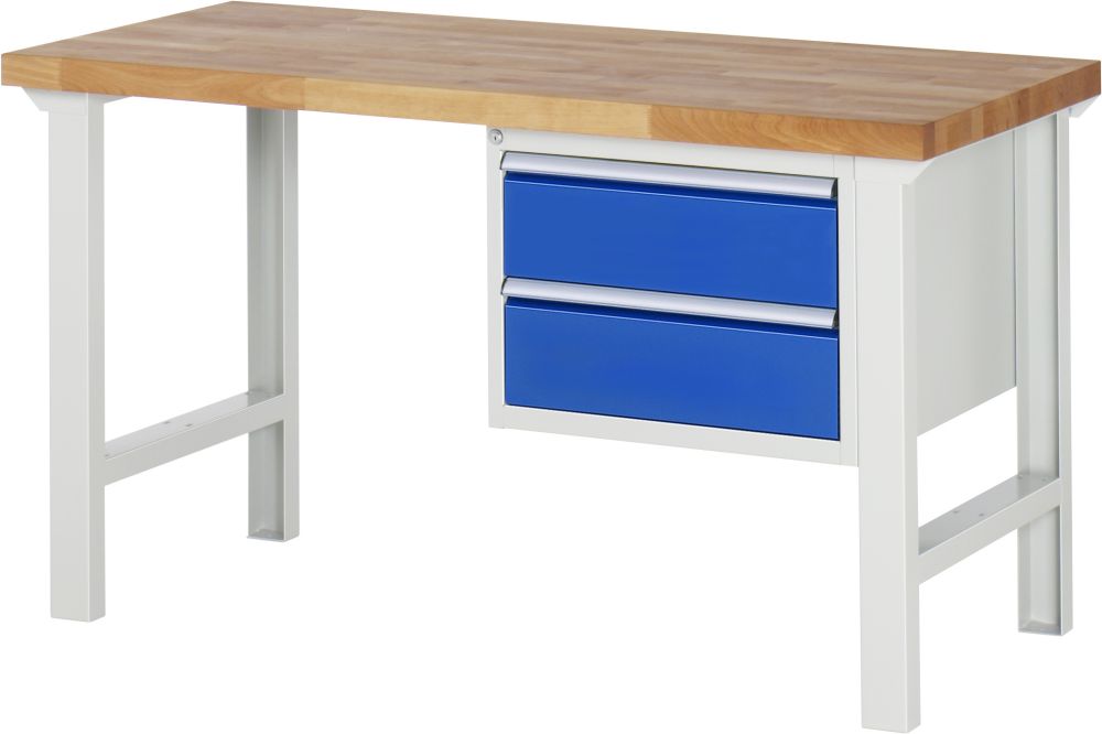 Produktbild RAU Werkbank Modell 7125 B1500 x T700 x H840 mm, Gestell RAL7035, Ausstatung RAL5010