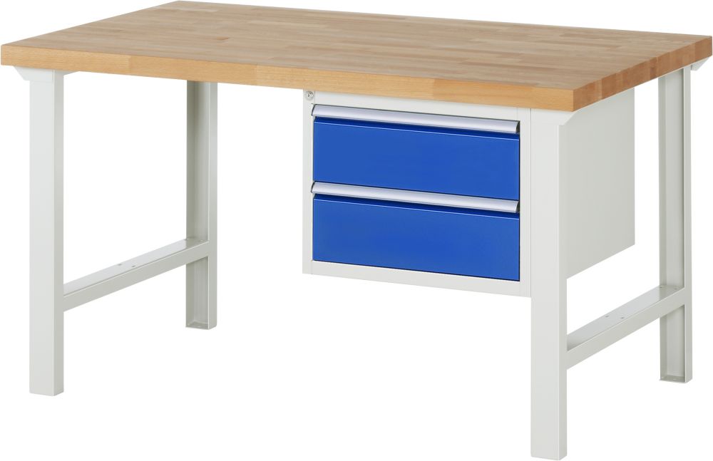 Produktbild RAU Werkbank Modell 7125 B1500 x T900 x H840 mm, Gestell RAL7035, Ausstatung RAL5010