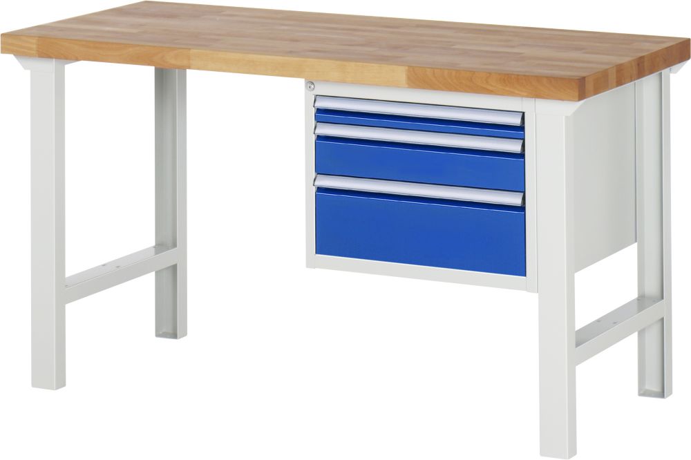 Produktbild RAU Werkbank Modell 7126 B1500 x T700 x H840 mm, Gestell RAL7035, Ausstatung RAL5010