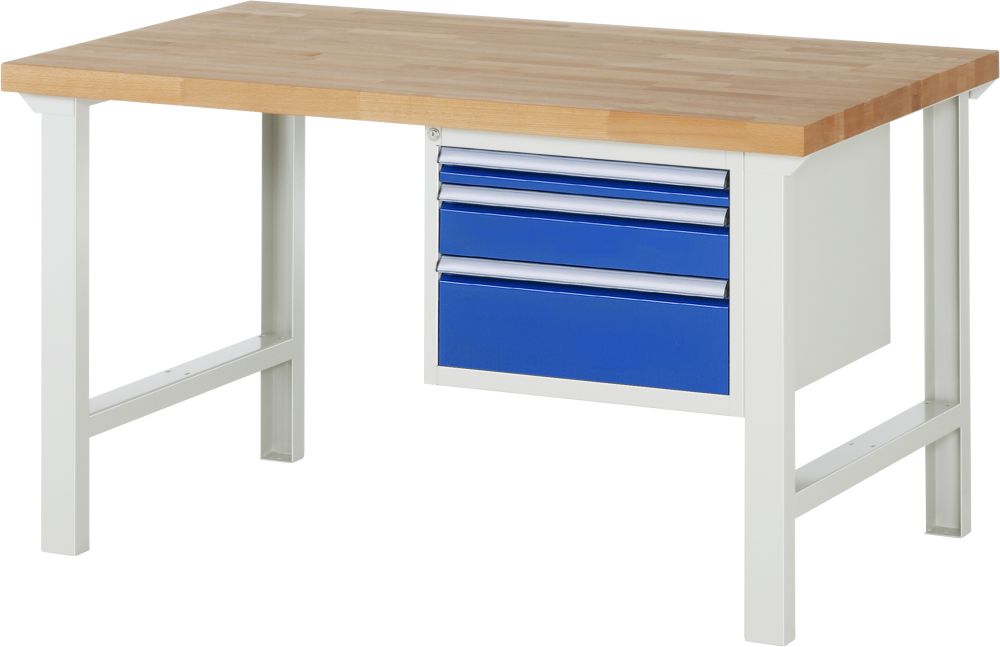 Produktbild RAU Werkbank Modell 7126 B1500 x T900 x H840 mm, Gestell RAL7035, Ausstatung RAL5010 bild 1