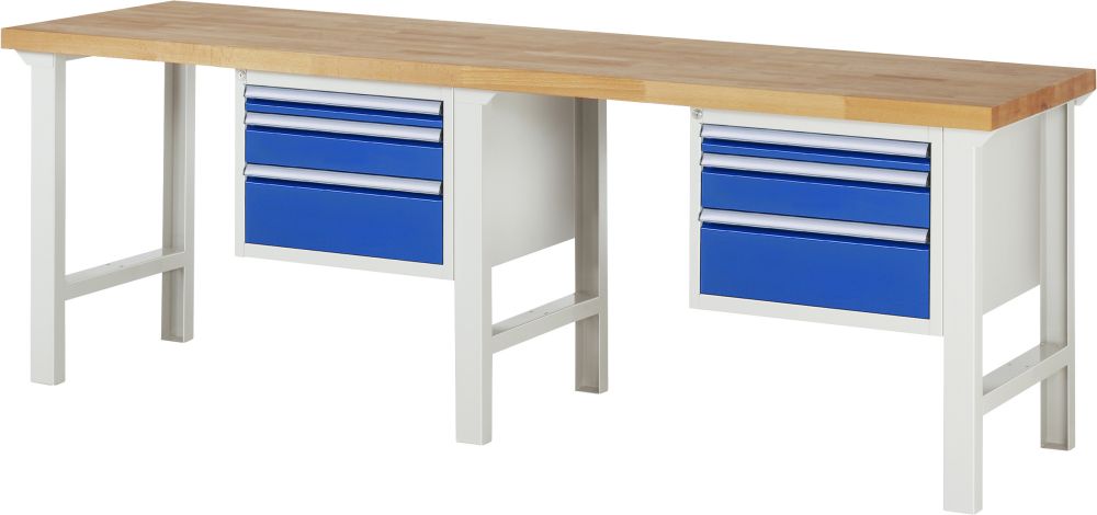 Produktbild Rau Werkbank Serie 7000 Modell 7126 RAL7035/RAL5010 Breite 2500 mm