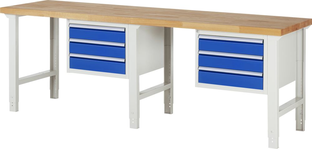 Produktbild Rau Werkbank Serie 7000 Modell 7127 B 2500 mm 1 Unterbau-Container rechts