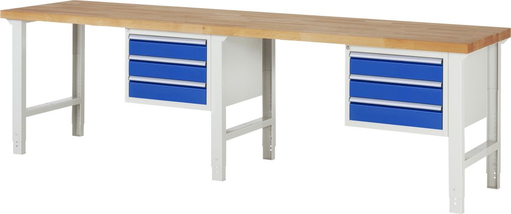 Produktbild Rau Werkbank Serie 7000 Modell 7127 B 3000 mm 2 Unterbau-Container