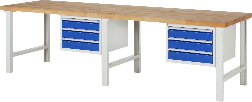 Produktbild Rau Werkbank Serie 7000 Modell 7127 Breite 3000 mm 2 Unterbau-Container