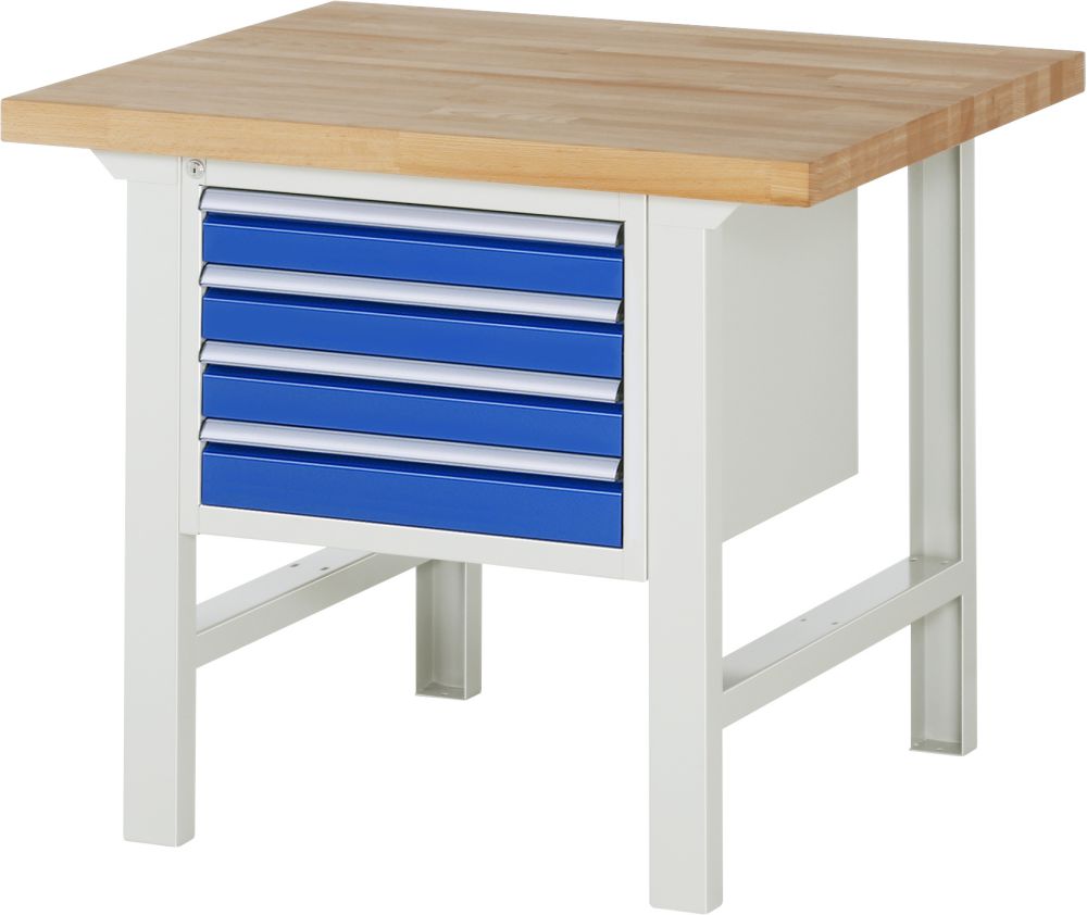 Produktbild RAU Werkbank Modell 7133 B1000 x T900 x H840 mm, Gestell RAL7035, Ausstatung RAL5010