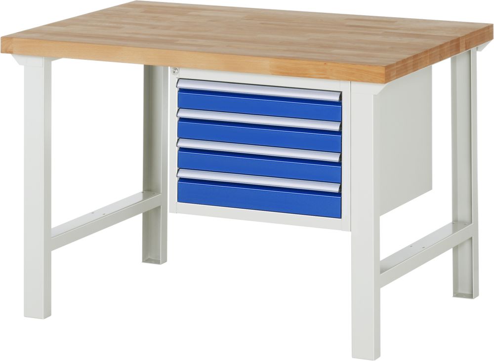 Produktbild RAU Werkbank Modell 7133 B1250 x T900 x H840 mm, Gestell RAL7035, Ausstatung RAL5010 bild 1