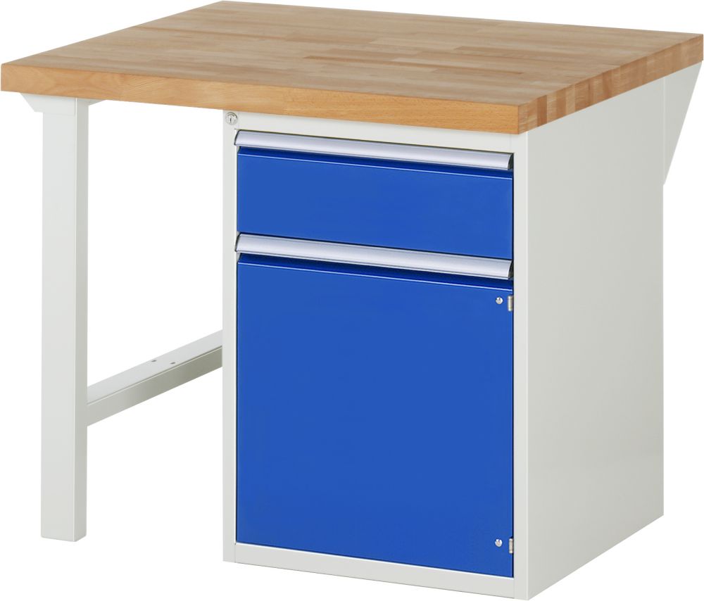 Produktbild RAU Werkbank Modell 7502 B1000 x T900 x H840 mm, Gestell RAL7035, Ausstatung RAL5010 bild 1