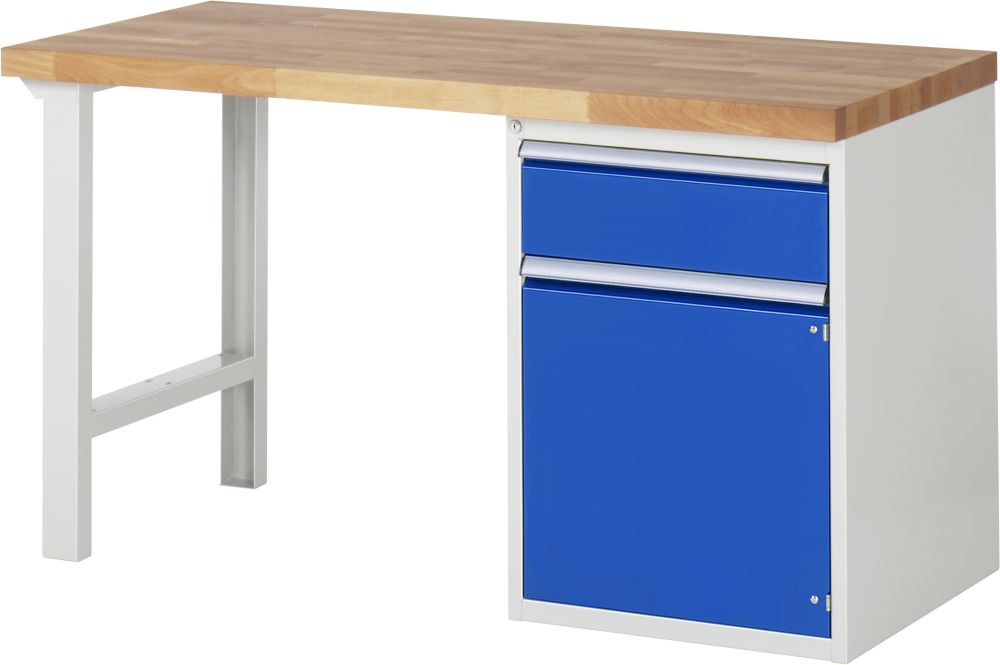 Produktbild RAU Werkbank Modell 7502 B1500 x T700 x H840 mm, Gestell RAL7035, Ausstatung RAL5010 bild 1