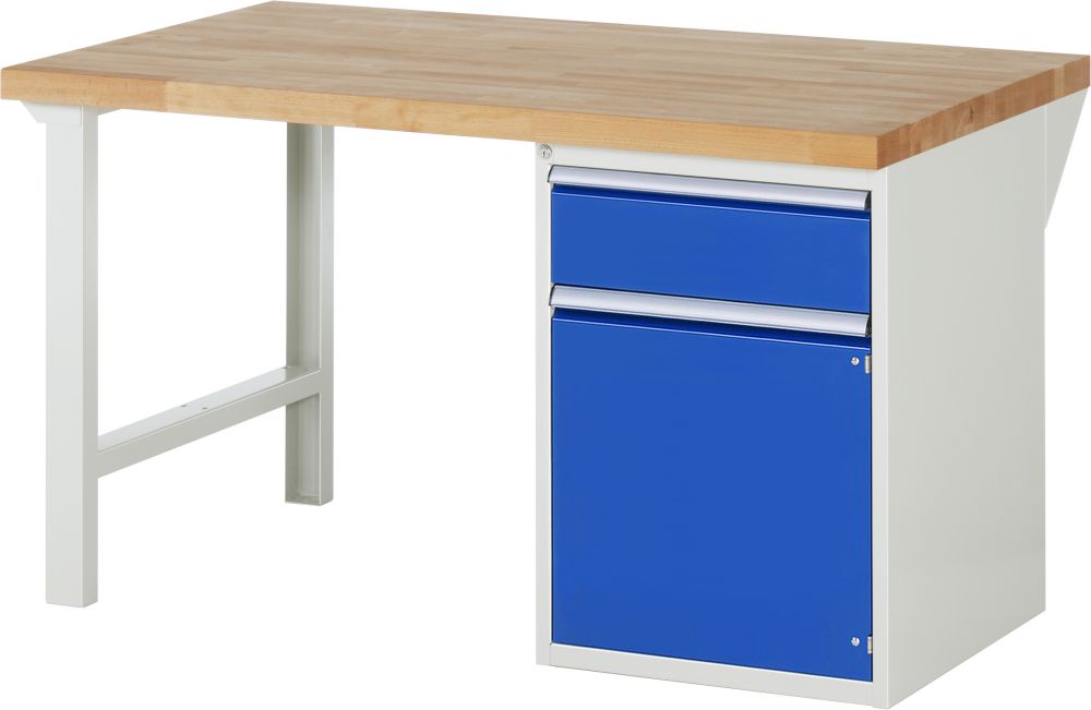 Produktbild RAU Werkbank Modell 7502 B1500 x T900 x H840 mm, Gestell RAL7035, Ausstatung RAL5010