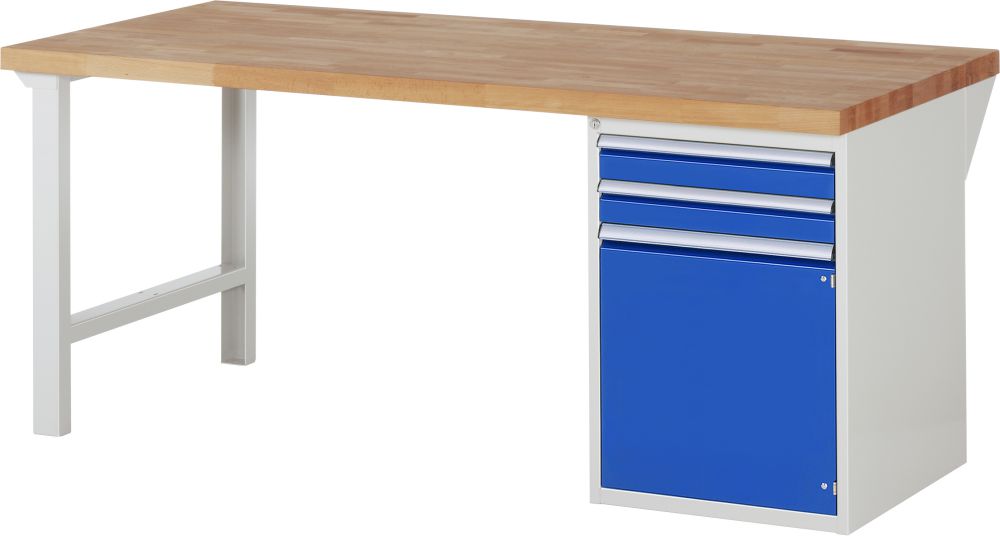 Produktbild RAU Werkbank Modell 7503 B2000 x T900 x H840 mm, Gestell RAL7035, Ausstatung RAL5010 bild 1