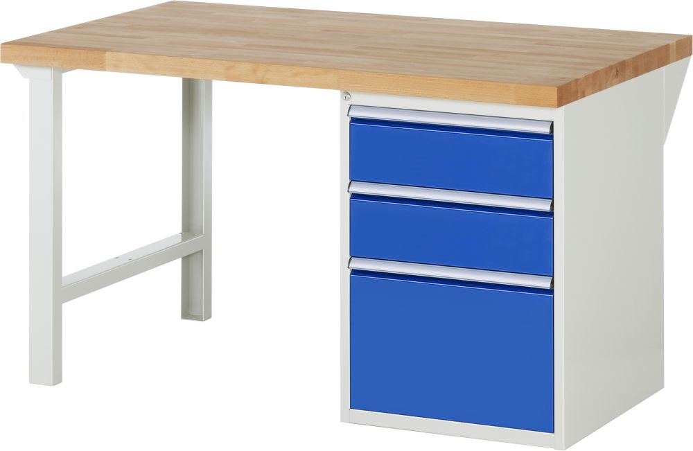 Produktbild RAU Werkbank Modell 7507 B1500 x T900 x H840 mm, Gestell RAL7035, Ausstatung RAL5010