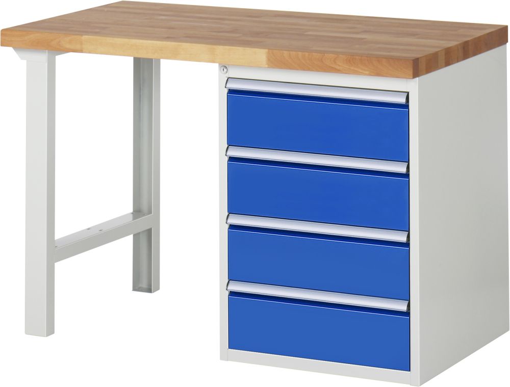 Produktbild RAU Werkbank Modell 7509 B1250 x T900 x H840 mm, Gestell RAL7035, Ausstatung RAL5010 bild 1