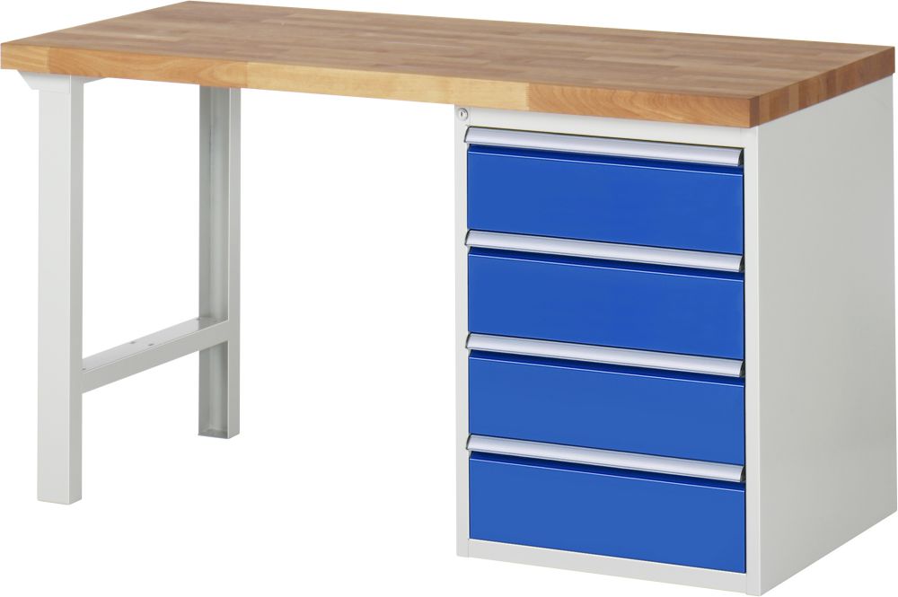 Produktbild RAU Werkbank Modell 7509 B1500 x T900 x H840 mm, Gestell RAL7035, Ausstatung RAL5010 bild 1