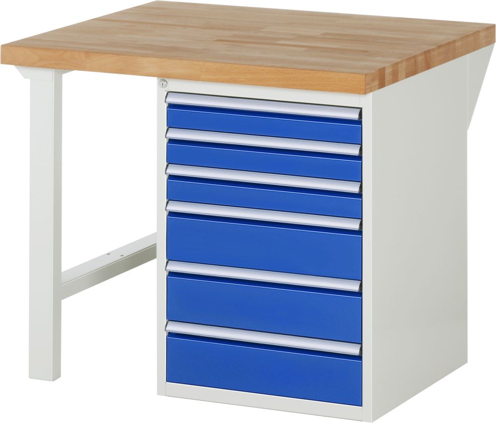 Produktbild RAU Werkbank Modell 7515A1 B1000 x T900 x H840 mm Gestell RAL7035 Ausstatung RAL5010 bild 1