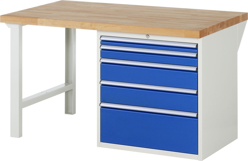 Produktbild RAU Werkbank Modell 7611 B1500 x T900 x H840 mm, Gestell RAL7035, Ausstatung RAL5010 bild 1