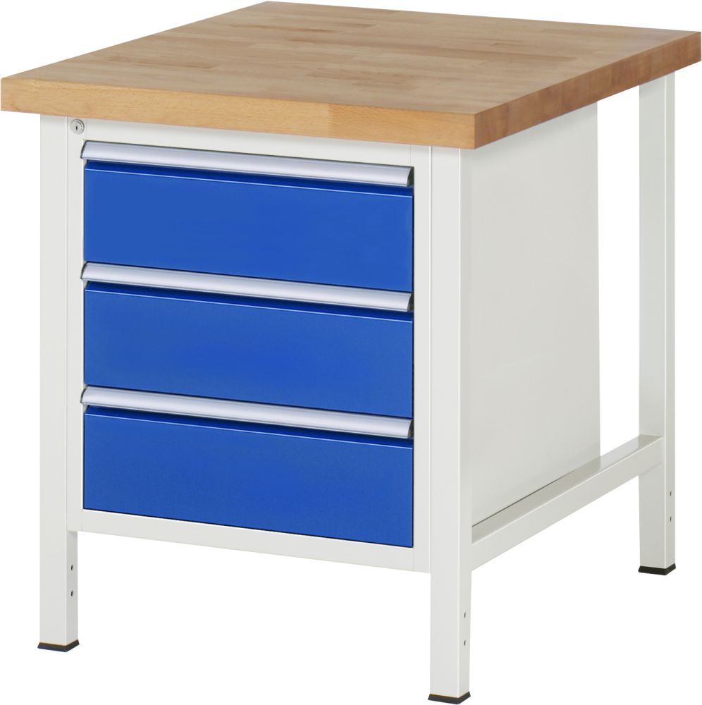 Produktbild RAU Werkbank Modell 8157 B750 x T900 x H840 mm, Gestell RAL7035, Ausstatung RAL5010