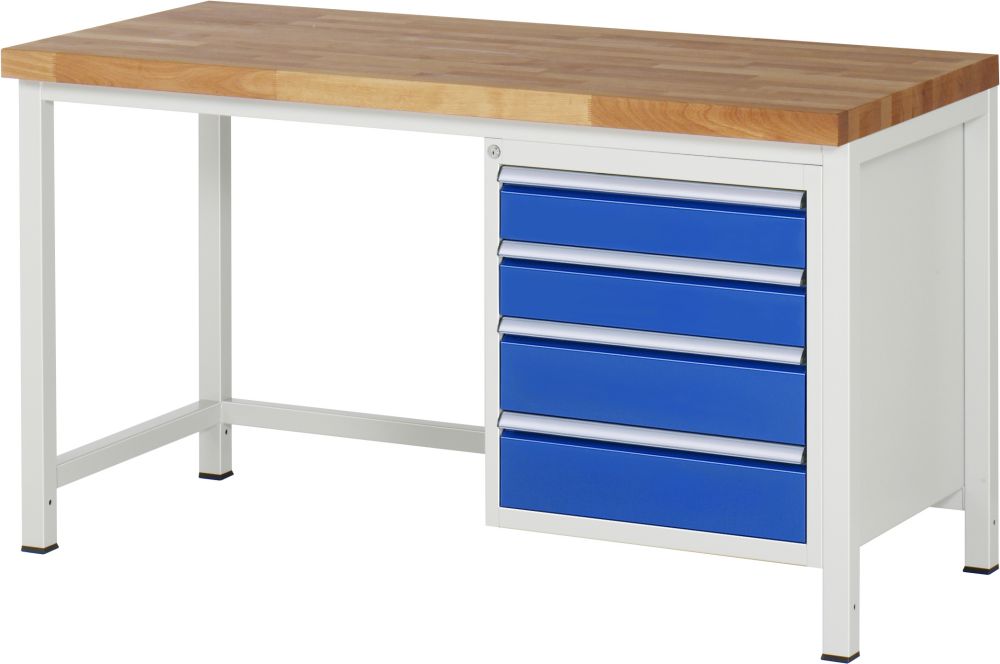 Produktbild RAU Werkbank Modell 8162 B1500 x T700 x H840 mm, Gestell RAL7035, Ausstatung RAL5010