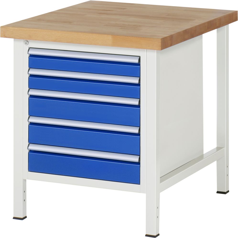 Produktbild RAU Werkbank Modell 8171 B750 x T900 x H840 mm, Gestell RAL7035, Ausstatung RAL5010