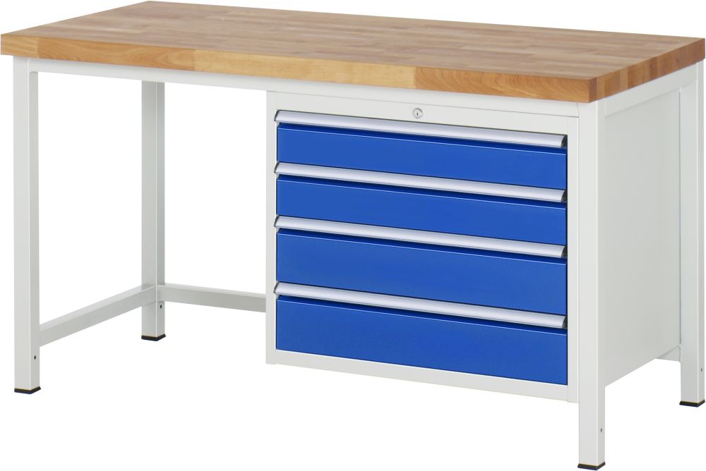 Produktbild RAU Werkbank Modell 8262 B1500 x T700 x H840 mm, Gestell RAL7035, Ausstatung RAL5010 bild 1