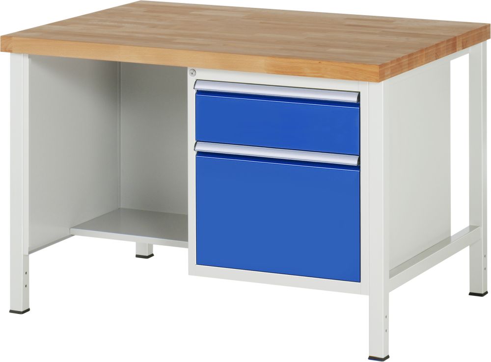 Produktbild RAU Werkbank Modell 8451 B1250 x T900 x H840 mm, Gestell RAL7035, Ausstatung RAL5010