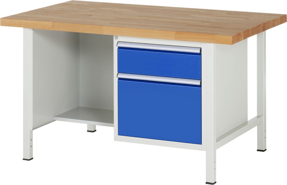 Produktbild RAU Werkbank Modell 8451 B1500 x T900 x H840 mm, Gestell RAL7035, Ausstatung RAL5010