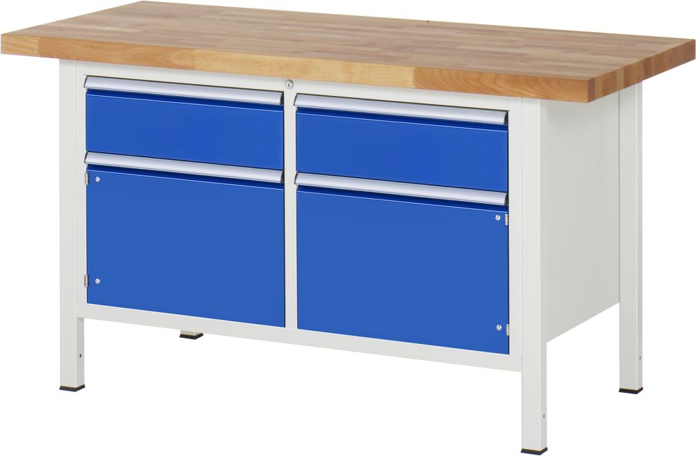 Produktbild RAU Werkbank Modell 8466 B1500 x T700 x H840 mm, Gestell RAL7035, Ausstatung RAL5010