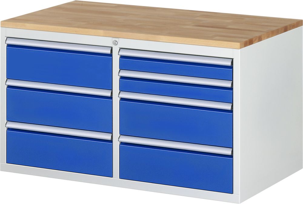 Produktbild Rau Schubladenschrank Serie 7000 inclusive Buche Arbeitsplatte 7 Schubladen