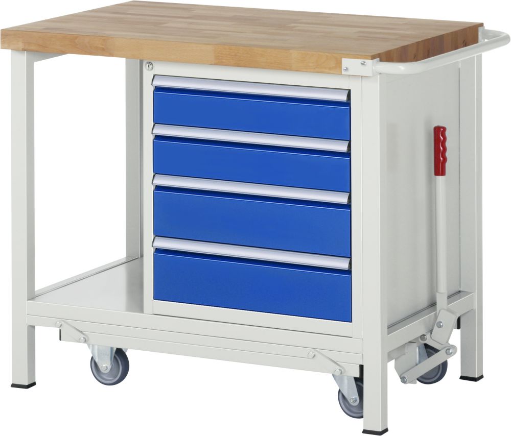 Produktbild RAU Werkbank mit absenkbarem Fahrgestell Modell 8162 B1000 x T700 x H880 mm