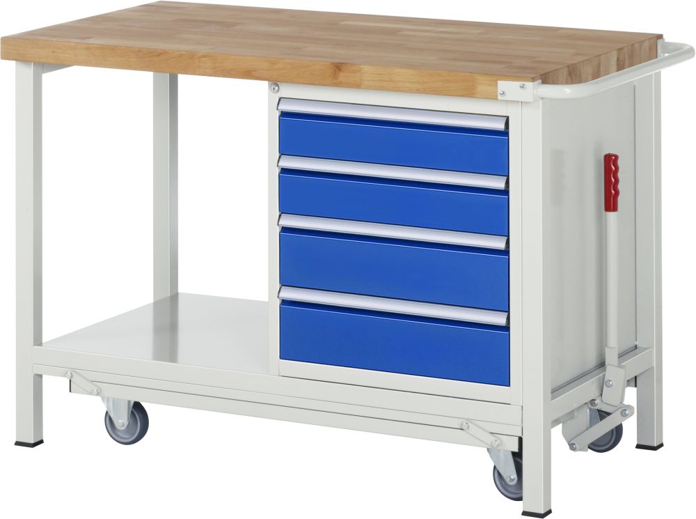 Produktbild RAU Werkbank mit absenkbarem Fahrgestell Modell 8162 B1250x T700 x H880 mm