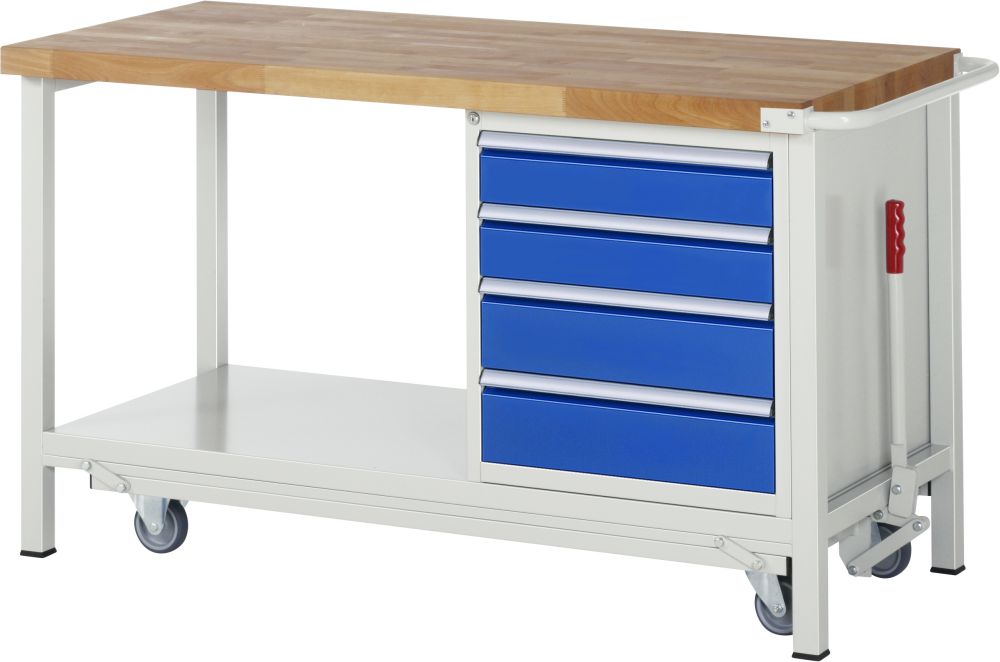 Produktbild RAU Werkbank mit absenkbarem Fahrgestell Modell 8162 B1500 x T700 x H880 mm