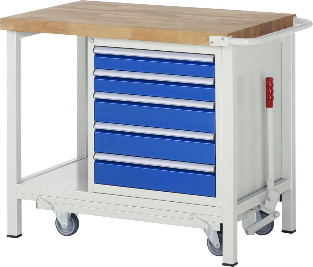 Produktbild RAU Werkbank mit absenkbarem Fahrgestell Modell 8171 B1000 x T700 x H880 mm
